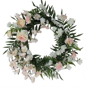 Sonoma Goods For Life Mixed Pink Flower Asymmetrical Wreath.